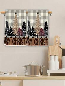 2 piezas Toallas de mano navideñas, diseño de patrón de Papá Noel y muñeco de nieve a cuadros rojos, paños de cocina, trapos de limpieza de cocina, decoración de cocina y comedor, suministros para fiestas al aire libre, adecuados para decoración navideña de cocina y baño, regalo de Adviento, sorpresa navideña