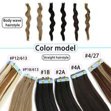 20 piezas Extensiones de cabello con cinta para mujeres, extensiones de cabello sintético Kanekalon de 24 pulgadas, disponibles en dos estilos: cabello ondulado y cabello liso, con tratamiento de rizado previo, elegantes extensiones de cabello ondulado y rizado con cinta, no se destiñen, sin costuras e invisibles para todo tipo de cabello 20 piezas/paquete 70g