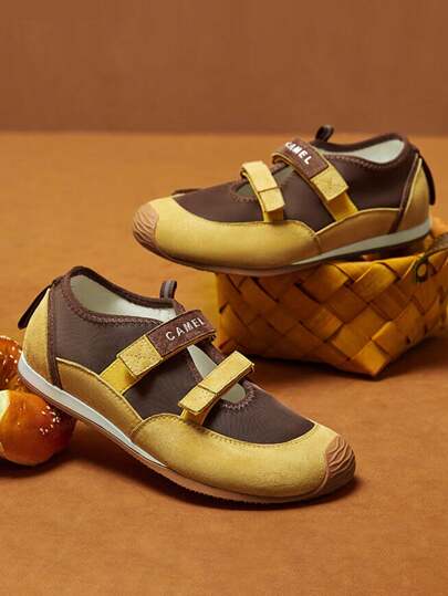 CAMEL CROWN Women's Sports Casual Shoes, Autumn And Winter Outdoor Fashion Flat Training Shoes, Youthful And Beautiful Versatile High-Heeled Sports Mary Jane Shoes.