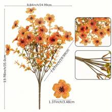 Outdoor Artificial Fall Flower, Uv Resistant Fake Plants, Faux Plastic Floral Orange Shrubs Hanging Flower Plant For Home Kitchen Balcony Garden Window Sill Fall Decoration