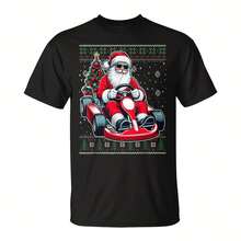 Cistmas Santa Claus Kart Racing Ugly Cistmas Sweater T-Shirt220g White Cotton T-Shirt, The Color And Texture Are Like Full Of Rice. Clic Round-Necked Version, Plain And Unadorned. Embroidered In The Middle Of His Chest Was A All Bowl Of Grainy White Rice, Filled To The Brim With Power And Simplicity. This T-Shirt Is A Tribute To The Most Basic And Important Food, Conveying A  Philophy Of"Be Content" And"Eat Well" For Everyone Who Loves Chinese Food Culture. - 黑色3 - 查看 1