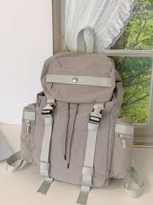 女士时尚简约彩色背包，翻盖开合，侧拉链口袋，轻便，适合旅行、校园、学校使用