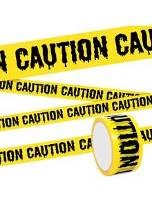 1pc Halloween Caution Tape - Blood-Splatter & Handprint Design, Bright Yellow With Red Drip "DO NOT ENTER" Text - Horror Party Decor, Haunted House Warning, Spooky Event Security Barrier, Party Door & Yard Crime Scene Decor, Halloween Decorations