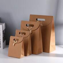 5pcs Style Portal Kraft Paper Bag Without Window For Christmas, Thanksgiving, Valentine's Day, Spring Festival, Birthday, Wedding, Self-Supporting Gift Boxes Hand-Held Flip Cover Gift Bag, Party Tote Bag - Multicolor - View 3