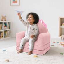 Kids Couch, 2-In-1 Convertible Soft Sherpa Fabric, Toddler Chairs Comfy 1-5 Years Old, Cartoon Animal & Crown Design, Toddler Furniture For Bedroom And Playroom, Bear, Medium - Khủng long hồng giảm giá 70% - Xem 9
