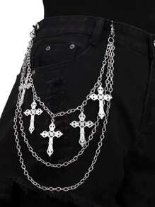 1 pezzo Catena da vita con decorazione a stella a cinque punte, stile punk hip hop, accessorio per pantaloni, gioiello per gonna stile hip hop