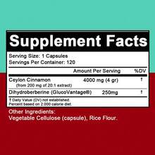 Super Berberine Supplement, 250mg GlucoVantage Dihydroberberine With Ceylon Cinnamon, Supports Heart & Energy & Digestive Healthy, 120 Capsules - 其他 - 查看 6