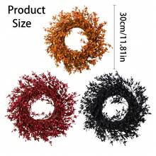 1pc Halloween Artificial Plant Wreath, DIY Decorative Wreath, 3 Color Options, Can Be Hung On Home Entrance, Living Room Wall, Decorate Bedroom, Office, Create Holiday Atmosphere, Suitable For Halloween, Thanksgiving, Autumn Harvest Festival, Maintenance-Free