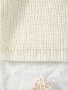 Girls' Solid Color Knit Crew Neck Casual Sweater, Suitable For Daily Casual Wear Or Outdoor Gatherings - White - View 5