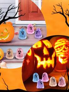 12 piezas/6 piezas Decoraciones mini de resina de fantasmas que brillan en la oscuridad, accesorios de decoración DIY, ornamentos de micro paisaje mini, adecuados para decoración de fiestas, decoración de Halloween, regalos festivos, decoración del hogar