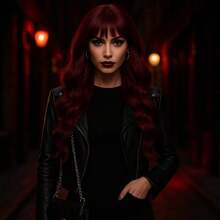 Performer Costume Prop – 26-Inch Burgundy Wig, Perfect For Stage, Concerts, Singers, And Musicians, Easy To Wear And Maintain