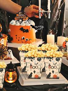 10 Pcs Halloween Popcorn Boxes,Black Cat Witch Designs Trick Or Treating Snack Candy Box,Halloween Decorations,Halloween Treat Cookie Container,Paper Food Box,Gift Packaging Box For Halloween Trick Or Treat Event,Home Decor,Kitchen Decor,Happy Halloween Party Decor,Halloween Party Supplies,Tableware Decoration