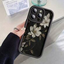 1pc Flower Pattern Phone Case With Precise Cutouts To Protect Camera, Shock-Absorbing Design Compatible With IphoneX XS/ 11 Pro Max/12 Pro Max/13 Pro Max/14 Pro Max/15 Pro Max/16 Plus/16 Pro Max,,Phone Cover Protective, The Best Birthday Gift For Your Friends And Family, Suitable For Both Men And Women - 黑色 - 查看 2