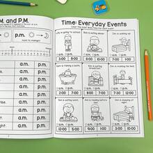 Lachilly Children's Telling Time Practice Book Kindergarten Learning Read Clock Educational Activity Workbook Homeschool Math Learning Tool - Multicolor - View 6