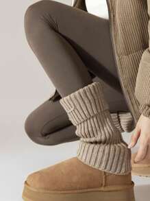 1Pair Solid Color Leg Warmers, Warm Socks, Fashionable And Cozy, Suitable For Back To School Outfit, Autumn/Winter, Casual Shopping, Holiday, Christmas Party Wear Autumn Accessories