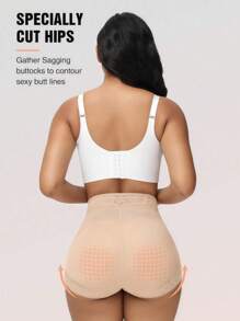 1 pieza Shorts moldeadores de mujer de cintura alta con control de barriga y levantamiento de glúteos, antideslizantes, aptos para uso diario y deportes
