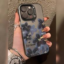 Laser Blooming Purple Flower Print Phone Case,Suitable For IPhone17/IPhone17 Air/IPhone17 Pro/IPhone17 Pro Max/16 Pro Max/15 Pro Max/14 Pro Max/13 Pro Max/12 Pro Max/11 Pro Max , Compatible With Samsung Galaxy Series A54/A53 - 透黑 - 查看 1