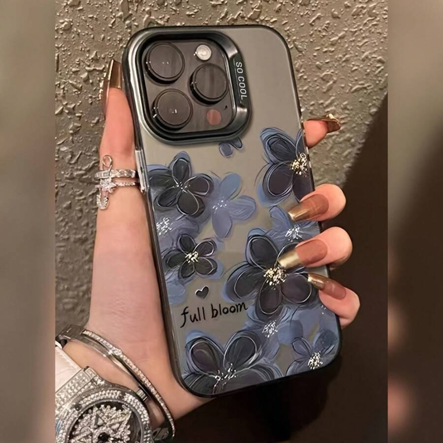 Laser Blooming Purple Flower Print Phone Case,Suitable For IPhone17/IPhone17 Air/IPhone17 Pro/IPhone17 Pro Max/16 Pro Max/15 Pro Max/14 Pro Max/13 Pro Max/12 Pro Max/11 Pro Max , Compatible With Samsung Galaxy Series A54/A53 - 透黑 - 查看 1