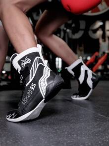 TACHUAN 1 Pair Men's High-Top Professional Boxing Shoes, Wrestling Training Boots, Muay Thai Kickboxing Shoes, Fitness Martial Arts Sneakers - Black - View 6