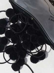 20 个 1.4 英寸小号纯色双层毛球 带弹力绳 手工制作发带 适合儿童女孩发饰