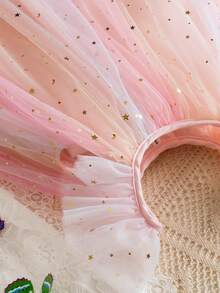 Girl's Stars Printed Mesh Dress Elegant Princess Girl Casaul Rainbow Tulle Dresses Suitable For Holiday, Party, Birthday, Vacation, Summer - 粉色 - 查看 5