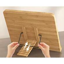 8pcs Adjustable Angle Wooden Book Stand - Ergonomic Book Holder With Metal Frame, Suitable For Adults And Students - Wood Color - View 2