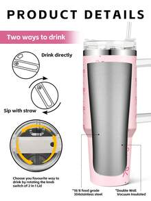 1 件 40 盎司不锈钢玻璃杯、粉色蝴蝶结隔热旅行咖啡杯、冷热饮品瓶、圣诞节和万圣节礼物彩色马克杯、返校水瓶