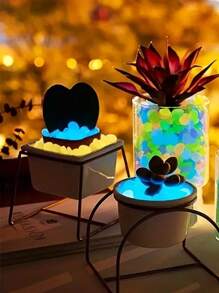 51/201/600 Pieces (Colored/Blue/Light Purple) Luminous Stones - Bright Neon Colored Plastic Decorative Stones, Used For Garden, Halloween Sidewalk, Flowerpot, Fish Tank, Pond, Courtyard, Bonsai Decoration, Absorbing Light During The Day, Durable Outdoor Decoration, Luminous Party Decoration, Garden Stones, Pot Landscape Decorative Stones, Fish Tank Decorative Stones