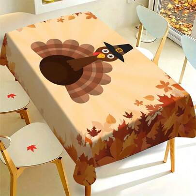 1/20pcs Autumn Thanksgiving Tablecloth, Classic Colorful Maple Leaf, Cute Turkey Pattern Autumn Tablecloth, Thanksgiving Decoration, Harvest Party And Rural Style, Suitable For Kitchen, Restaurant, Restaurant Decoration, Indoor And Outdoor Use