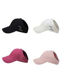 1 件马尾友好型遮阳帽，露背设计，可自由扎马尾，宽帽檐有效阻挡紫外线，透气防晒 - 多色 - 查看 7