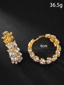 2pcs Fashionable Exaggerated Geometric Hoop Earrings, Rhinestone Decorated Earrings For Women, Stylish Runway Accessories