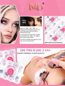 240PCS 500PCS 1000PCS Premade Fans Eyelash Extensions 240-1000 Fans Single Length 240 Fans 20D D Curl Handmade Volume Lashes Extensions 0.07mm Thickness 8-15mm Premade Volume Eyelash Extension Middle Stem Pointy Base Premade Lashes - D - View 7
