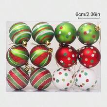 12pcs Classic Christmas Ornaments, 6cm Round Plastic Hanging Balls For Christmas Tree Decoration, Festive Holiday Decor For Wedding, Thanksgiving, Halloween, Valentine's Day - No Feathers, Christmas Party Decorations