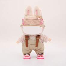 4 Stücke Set = 1 süße Sandalen + 1 Hut + 1 Sonnenbrille + 1 Hose, Arbeitskleidung mit Accessoires, für LABUBU Puppenkleidung Kollektion (ohne Puppe, nur Kleidung und Accessoires)