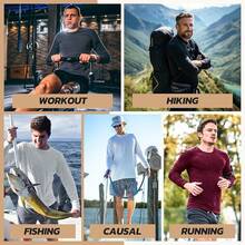 3 Pack Long Sleeve Shirts For Men - Quick Dry Moisture Wicking UV UPF Sun Protection T-Shirts For Casual Workout Fishing - 5-màu đen, xám đậm, xanh lá đậm - Xem 10