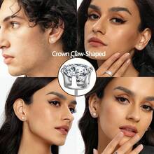 MDFUN 6 Pairs Stud Earrings Sets 3-8MM 18K Gold Plated Round 5A+ Cubic Zirconia Earrings CZ 6 Prong Ears Jewelry Women - 7MM-白金 - 查看 4
