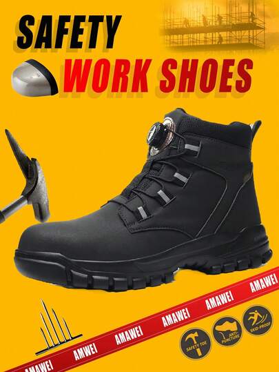 男女通用钢头工作安全靴，防砸防水防滑鞋，防刺穿舒适软底缓冲鞋底工作运动鞋保护脚部时尚运动工作鞋，适用于建筑工地、登山旅行仓库，适合建筑工人工厂制造工人