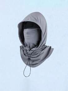 1 pièce Cagoule de protection solaire en soie de glace unisexe - Cache-visage complet résistant aux UV pour le cyclisme - Écharpe tube respirante, sans couture et réglable au cou avec cordon de serrage, couvre-chef pour moto, vélo, pêche avec oreilles pendantes, masque solaire pour femmes, capuche de cyclisme pour hommes