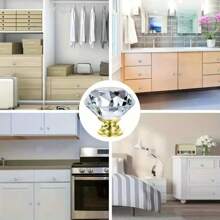 10 pezzi Pomelli per cassetti in cristallo di vetro da 30 mm - Pomelli per armadietti dorati lucidi per vanità, cucina e bagno, base in alluminio, facile installazione con viti incluse Pomelli per cassetti Pomelli per armadietti da bagno