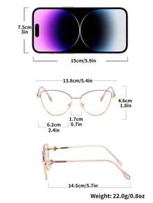 1pc New Metal Color Changing Glasses, 2-In-1 Cat Eye Fashion Decorative High Quality Spring Leg Glasses, Outdoor Eyeglasses & Indoor Clear Glasses - Gold Dot Powder - View 5