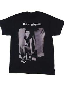 1pc Women's Vintage The Cranberries Band Graphic T-Shirt - 90s Retro Music Nostalgia Black & White Photography Print, Casual Short Sleeve Tee, Machine Washable All-Season Comfort, Perfect Gift For Music Fans, Comfortable Clothing, Artistic Print, Durable Fabric - 黑色 - 查看 1