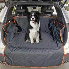 1 件防水宠物汽车后备箱垫 - 可机洗，防尘，橙色装饰，适用于猫狗，黑色，易于清洁的车辆内部维护材料