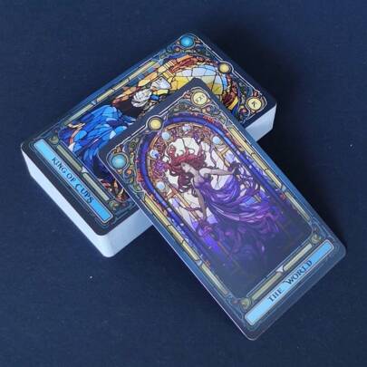 78 张彩色玻璃塔罗牌，塔罗牌游戏，可用于占卜、派对、节日礼物