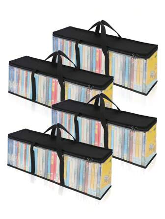 1 件便携式收纳袋透明 PVC 加厚防水防潮收纳袋帽子书籍收纳袋，多功能衣柜收纳袋透明可见便携式衣服收纳袋书籍玩具收纳袋