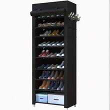 Armario de zapatos de 9 niveles para 27 pares organizador vertical ahorra espacio - Negro - Ver 2