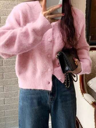 New Knitted Cardigan For Women, V-Neck Casual Outerwear, Spring/Autumn