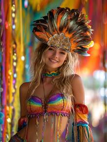 Women's Feather Headpiece Carnival Feather Headdress Showgirl Headpiece Plume Glitter Headdress Halloween - Nhiều màu - Xem 16