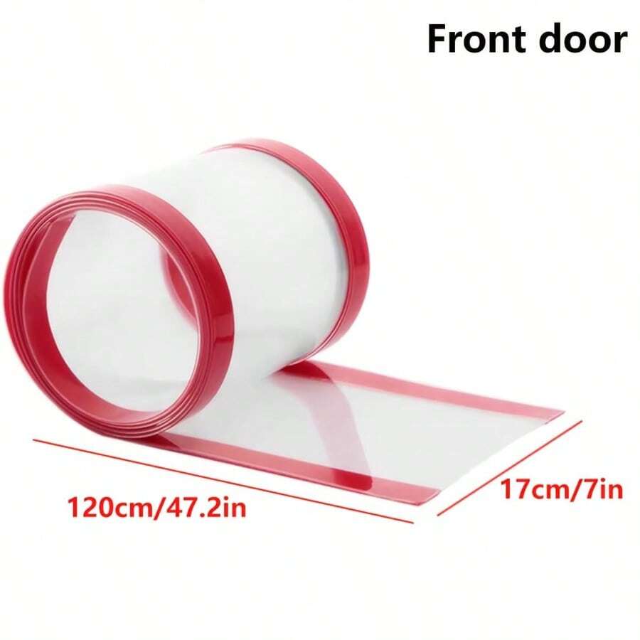 1.2m Long Door Jam Protector - Flexible Adhesive Waterproof Material For Safety, Suitable For Glass And Large Metal Doors, Red & White Plastic, Effectively Fills Gaps, Door Insulation Tape