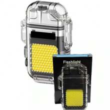 USB Rechargeable Electric Lighter LED Induction Light Does Not Go Out With Wind - Multicolor - Ver 2