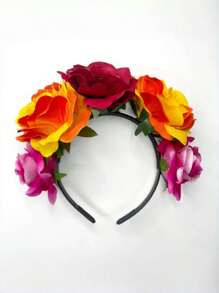 1pc/2pcs/4pcs Floral Print Halloween Butterfly Party Bohemian Polyester Colorful Flower Headband, Butterfly Hair Accessories, Party Headpiece, Day Of The Dead Headband, Suitable For All Seasons